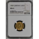 United Kingdom, Edward VII, 1909 Gold Half-Sovereign, NGC MS 61