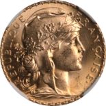 France, Third Republic, 1907 Gold 20 Francs, NGC MS 65