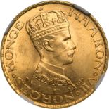 Norway, Haakon VII, 1910 Gold 20 Kroner, NGC MS 64