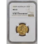 Australia, George V, 1929 P Gold Sovereign, NGC MS 63