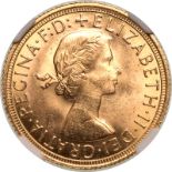 United Kingdom, Elizabeth II, 1967 Gold Sovereign, NGC MS 63