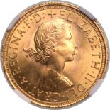 United Kingdom, Elizabeth II, 1963 Gold Sovereign, NGC MS 64