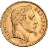 France, Napoleon III, 1869 BB Gold 20 Francs, Good very fine