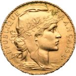 France, Third Republic, 1914 Gold 20 Francs, UNC
