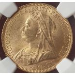 United Kingdom, Victoria, 1893 Gold Sovereign, NGC MS 63