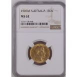 Australia, Edward VII, 1907 M Gold Sovereign, NGC MS 62