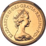 United Kingdom, Elizabeth II, 1982 Gold Sovereign, NGC MS 62