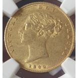 United Kingdom, Victoria, 1842 Gold Half-Sovereign, NGC AU 58