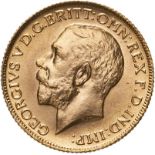 United Kingdom, George V, 1925 Gold Sovereign, Choice uncirculated