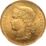 Switzerland, 1896 Gold 20 Francs, NGC MS 63