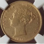 United Kingdom, Victoria, 1871 Gold Half-Sovereign, Die number, NGC XF 45