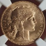 France, Third Republic, 1914 Gold 20 Francs, NGC MS 66