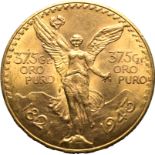 Mexico, Republic, 1943 Gold 50 Peso, UNC
