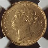 United Kingdom, Victoria, 1883 Gold Half-Sovereign, NGC MS 61