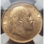 United Kingdom, Edward VII, 1905 Gold Sovereign, NGC MS 62