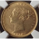 United Kingdom, Victoria, 1872 Gold Half-Sovereign, NGC AU 58