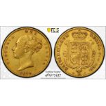 United Kingdom, Victoria, 1870 Gold Half-Sovereign, Coarse beeding - With dot, PCGS XF45