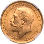 United Kingdom, George V, 1913 Gold Sovereign, NGC MS 64