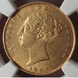 United Kingdom, Victoria, 1864 Gold Half-Sovereign, NGC AU 58