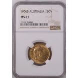 Australia, Edward VII, 1906 S Gold Sovereign, NGC MS 61