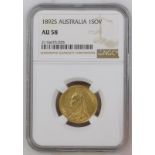 Australia, Victoria, 1892 S Gold Sovereign, NGC AU 58