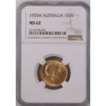 Australia, Edward VII, 1905 M Gold Sovereign, NGC MS 62