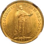 Hungary, 1897 KB Gold 20 Korona, I Ferenc József, NGC MS 63