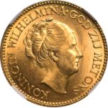 Netherlands, 1926 Gold 10 Gulden, Wilhelmina, NGC MS 64