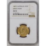 Australia, Victoria, 1887 S Gold Sovereign, St George, NGC AU 53