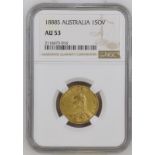 Australia, Victoria, 1888 S Gold Sovereign, First Legend. DISH.S7, NGC AU 53