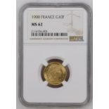 France, Third Republic, 1900 Gold 10 Francs, NGC MS 62