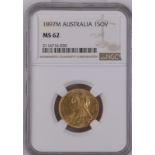 Australia, Victoria, 1897 M Gold Sovereign, NGC MS 62