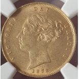 United Kingdom, Victoria, 1878 Gold Half-Sovereign, NGC MS 62