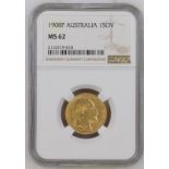 Australia, Edward VII, 1908 P Gold Sovereign, NGC MS 62