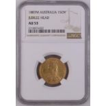 Australia, Victoria, 1887 M Gold Sovereign, First Legend. Angled J, NGC AU 53