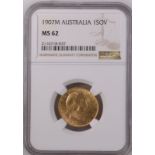 Australia, Edward VII, 1907 M Gold Sovereign, NGC MS 62