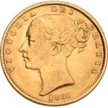United Kingdom, Victoria, 1860 Gold Sovereign, O over C, Very fine