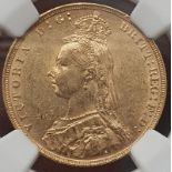 United Kingdom, Victoria, 1890 Gold Sovereign, Second legend, NGC MS 61