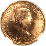 United Kingdom, Elizabeth II, 1968 Gold Sovereign, NGC MS 63