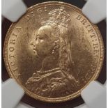 United Kingdom, Victoria, 1891 Gold Sovereign, Long tail, NGC MS 62