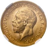 Australia, George V, 1929 M Gold Sovereign, NGC AU 58