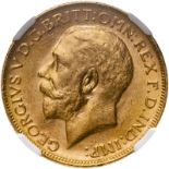 Australia, George V, 1920 M Gold Sovereign, Equal-finest NGC MS 63