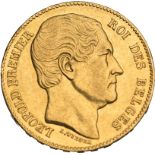 Belgium, Leopold I, 1865 Gold 20 Francs, Good very fine