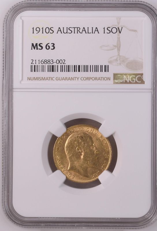 Australia, Edward VII, 1910 S Gold Sovereign, NGC MS 63