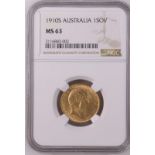 Australia, Edward VII, 1910 S Gold Sovereign, NGC MS 63