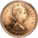 United Kingdom, Elizabeth II, 1966 Gold Sovereign, NGC MS 65