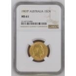 Australia, Edward VII, 1907 P Gold Sovereign, NGC MS 61