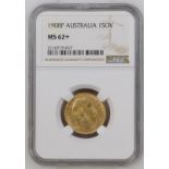 Australia, Edward VII, 1908 P Gold Sovereign, NGC MS 62+