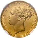 Australia, Victoria, 1872 M Gold Sovereign, St George, NGC AU 58