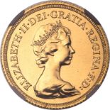 United Kingdom, Elizabeth II, 1980 Gold Sovereign, NGC MS 64